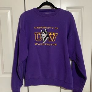 Vintage Embroidered University of Washington Huskies Sweatshirt Unisex Large